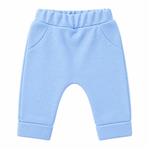 Costum bebe baiat 3 piese din bumbac, sacou, bluza cu maneca lunga si pantaloni, bleu - Img 3