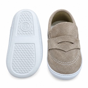 Mocasini bebe baieti bej, pantofiori eleganti cu talpa moale - Img 5