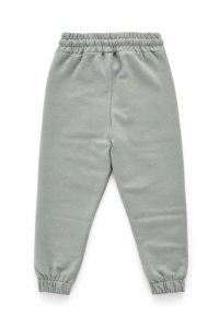 Pantaloni cargo premium pentru copii din bumbac verde salvie cu buzunare aplicate - Img 5