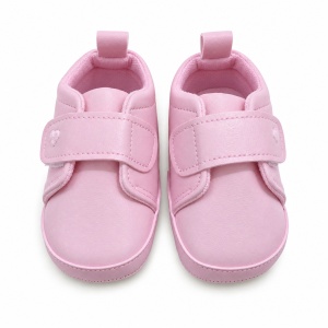 Pantofiori bebe roz din piele ecologica cu arici si inimioara brodata - Img 3