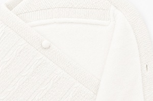 Port bebe premium crem cu gluga si interior imblanit pentru nou nascut - Img 7