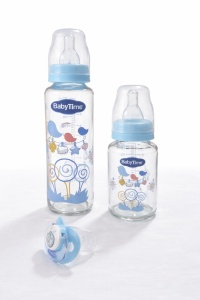 Set 2 biberoane sticla bebe cu suzeta, biberoane nou nascut, 0-6 luni