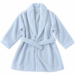 Set baie bebe 5 piese din bumbac, halat, prosop, turban si papuci, bleu - Img 4