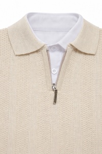 Set bebe baieti elegant camasa cardigan crem si pantaloni - Img 5