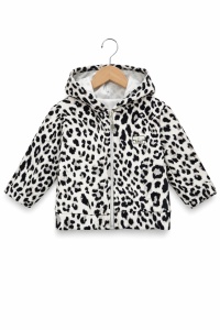 Set bebe fetita 3 piese din bumbac body pantaloni si hanorac cu gluga animal print - Img 4