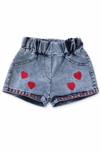 Set bebe fetita vara bluza alba inimioare rosii pantaloni scurti denim - Img 4