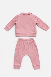 Set bebe fetite roz 3 piese body hanorac si pantaloni iepuras - Img 4