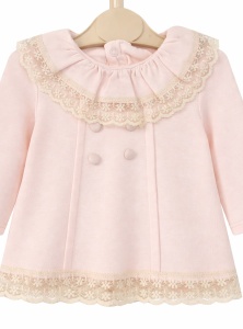 Set elegant fete roz 3 piese bluza pantaloni bentita dantela - Img 3