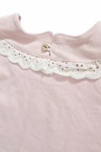 Set fetite vara top roz si fusta din muselina, cu dantela, elegant si lejer - Img 5