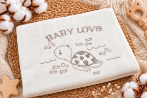 Set nou nascut 10 piese bumbac alb Baby Love, body, pantaloni, paturica si accesorii - Img 5