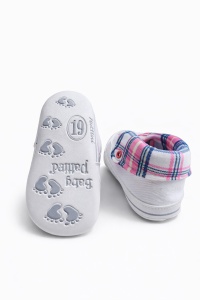Tenisi bebelusi albi cu siret talpa flexibila guler carouri stil sport casual - Img 5