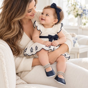 Balerini bebe fetite bleumarin cu barete stralucitoare, eleganti pentru ocazii - Img 2