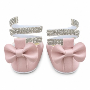 Balerini bebe fetite roz cu barete stralucitoare, eleganti pentru botez si ocazii - Img 4