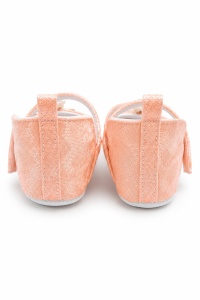 Balerini bebe roz piersica eleganti cu floricele decorative pentru fetite - Img 4