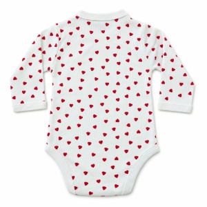 Body petrecut bebe din bumbac alb cu inimioare rosii, maneca lunga - Img 5