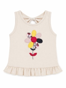 Costumas bebe fetita 2 piese bumbac top cu floare si pantaloni scurti rosii - Img 5