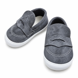 Mocasini bebe baieti gri, pantofiori eleganti cu talpa moale