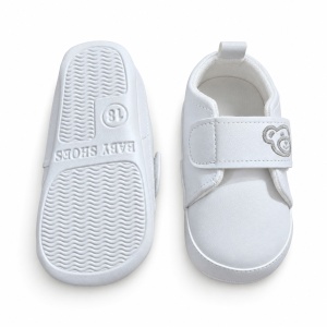 Pantofi bebe albi din piele ecologica cu arici si ursulet brodat - Img 4