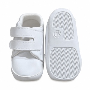Pantofiori bebe albi din piele ecologica cu doua barete cu arici - Img 4
