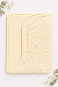 Paturica bebe ivoire cu model embosat 100x100 cm pufoasa moale pentru nou nascut - Img 4