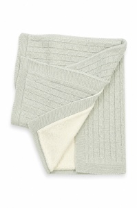 Paturica bebe tricotata gri, imblanita, 85x100 cm pentru carucior si patut - Img 2