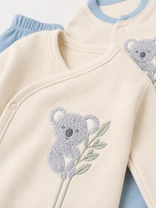 Set bebe 10 piese bumbac bleu crem complet nou nascut - Img 3