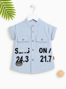Set bebe baiat 4 piese tricou camasa pantaloni scurti si geanta casual vara - Img 5