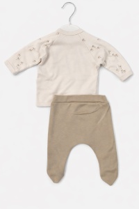 Set bebe baieti 5 piese bej palmieri bluza pantaloni baveta - Img 4