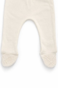 Set bebe fete 3 piese crem elegant bluza dantela pantaloni bentita - Img 5