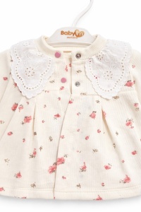Set bebe fetita 3 piese elegant body bluza pantaloni roz floral - Img 4