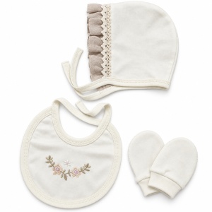 Set bebe fetita 5 piese din bumbac 100% cu bluza cu volane si broderie florala - Img 6