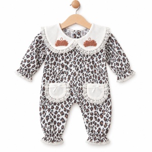 Set bebe fetita din muselina 10 piese, alb cu animal print, Little Princess - Img 4