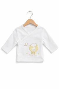Set bebe unisex 5 piese din bumbac bluza pantaloni cu botosei caciulita manusi si bavetica - Img 3