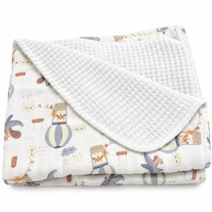 Set complet bebe din muselina 10 piese cu imprimeu baloane, alb si maro - Img 6