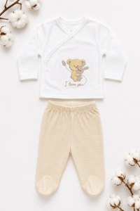 Set nou-nascut 10 piese I Love You, 100% bumbac, hainute bebe pentru maternitate - Img 3