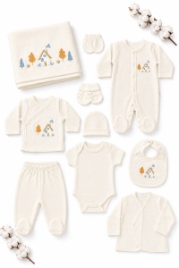 Set nou-nascut 10 piese Sweet Home, 100% bumbac, hainute bebe pentru maternitate - Img 7
