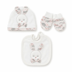 Set nou nascut fetita 10 piese 100% bumbac, iepuras, paturica inclusa, cadou bebe - Img 7