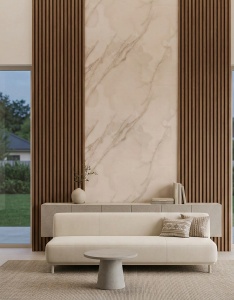 Placa PVC Decorativa Aspect Marmura Onyx Crem 2.4 m x 1.22 m Grosime 2.5 mm - Img 2