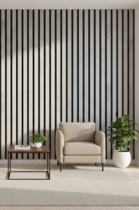 Riflaj MDF Acustic Modern Gri Piatră 2.8m x 45cm - Img 2