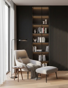 Riflaj MDF Decorativ Pure Black 2.8m x 45cm - Img 2