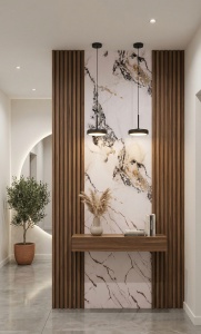 Panou Decorativ PVC Efect Marmura Alba Carrara cu Venaturi Soft 1.22 x 2.4 m Grosime 2.5 mm - Img 2