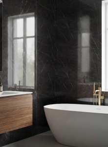 Placa PVC Decorativa Aspect Marmura Neagra Finisaj Lucios 2.4 x 1.22 m Grosime 2.5 mm - Img 3