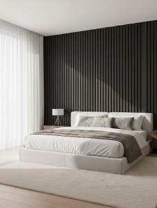Riflaj MDF Acustic Modern Negru Mat 2.8m x 0.60 m - Img 2