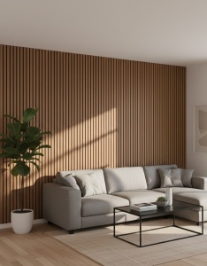 Riflaj MDF Acustic Modern Textură Lemn Natur 2.8m x 0.60m - Img 2