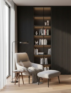 Riflaj MDF Decorativ Pure Black 2.8m x 0.60m - Img 2