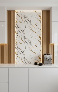 Placa PVC Decorativa Marmura Calacatta Gold 1.22 x 2.8 m Grosime 2.5 mm - Img 2