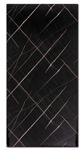 Placa PVC Marmura Neagra cu Venaturi Aurii 1.22 x 2.8 m Grosime 2.5 mm