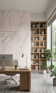 Placă PVC Decorativă Aspect Marmură Crem-Auriu 2.4m x 1.22m Grosime 2.5mm - Img 2