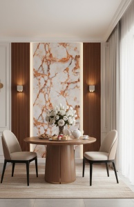 Placa PVC Decorativa Marmura Onyx Amber 1.22 x 2.4 m Grosime 2.5 mm - Img 2