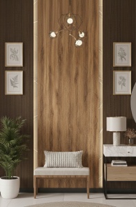 Placă PVC Aspect Lemn Stejar Natural 1.22 x 2.4 m Grosime 2.5 mm - Img 2